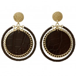 Inspiration Earring Brown Leather O202